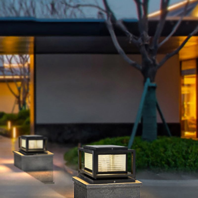 Ray Contemporary LED Rectangular Metal Outdoor Lamps, Black - Neutral Decor