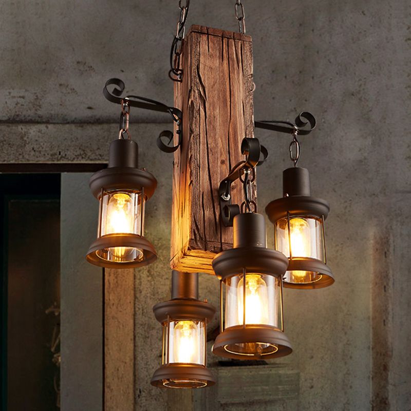 Austin Industrial Lantern Wood Pendant Light - Neutral Decor