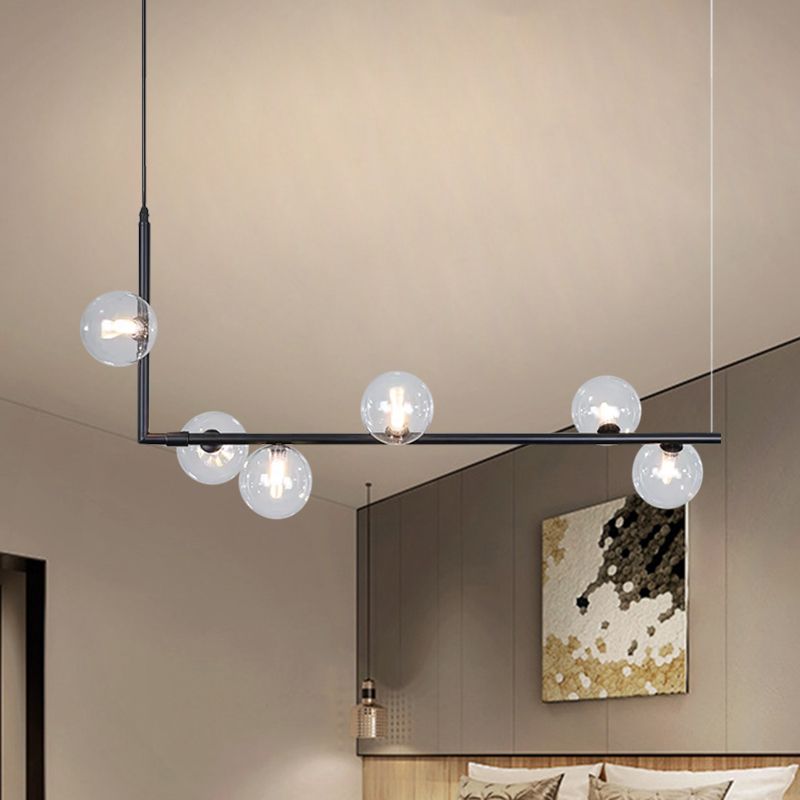 Valentina Minimalist Linear Pendant Light, Black & Gold, 6/8 Heads - Neutral Decor