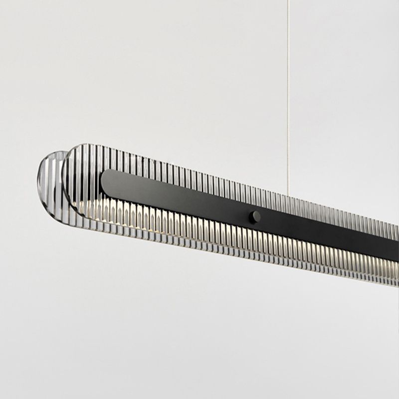 Arisha Minimalist Linear Metal/Acrylic Pendant Light, Black - Neutral Decor