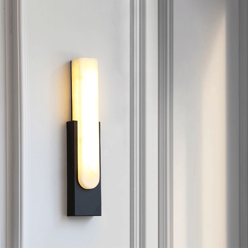 Arisha Modern Rectangular Stone Metal Wall Lamp - Neutral Decor