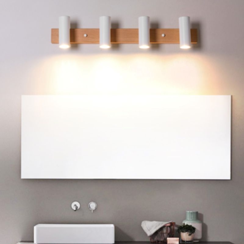 Muto Rotatable Spotlight Mirror Front Vanity Wall Lamp, Wood/Metal - Neutral Decor