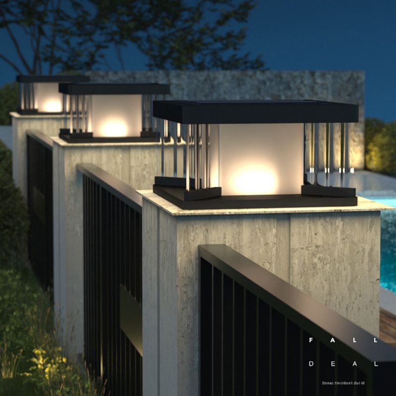 Ray Contemporary LED Rectangular Metal Wall Lamp Post, Black - Neutral Decor