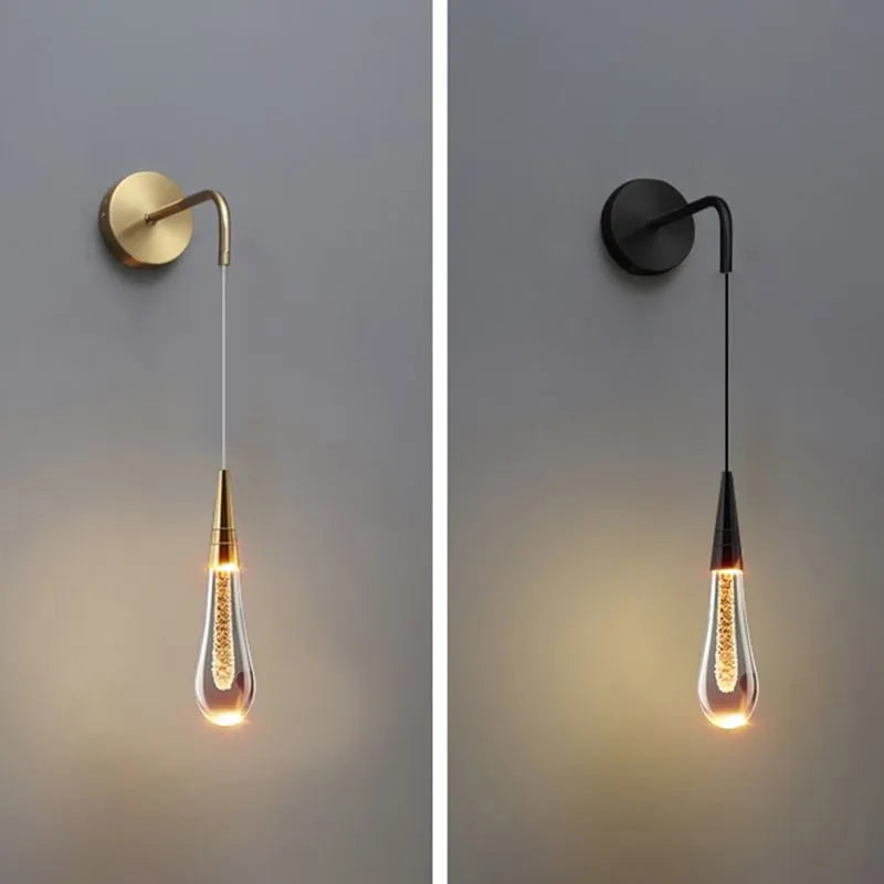 Kristy Modern Water Drop Wall Lamp, Black/Gold - Neutral Decor