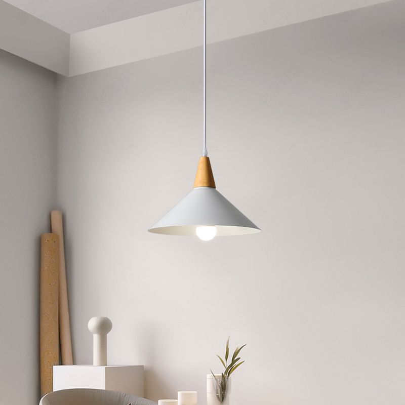Valentina Minimalist Cap-shaped Metal Pendant Light, Natural Wood - Neutral Decor