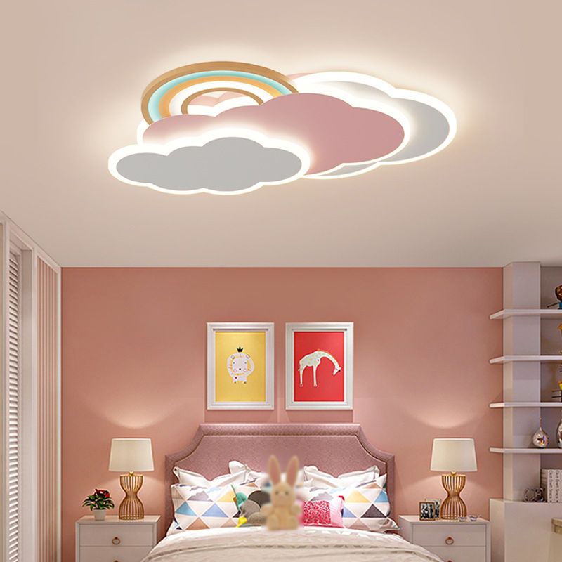Aria Modern Cloud/Rainbow Flush Mount Ceiling Light Pink/White - Neutral Decor