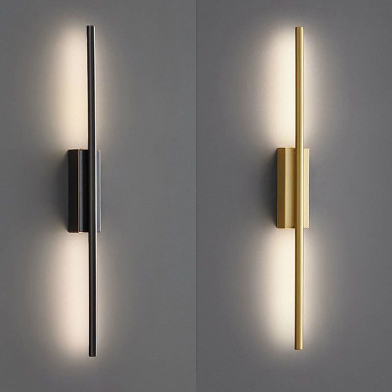 Arisha Modern Linear Metal&Acrylic Bedroom Wall Lamp, Black/Brass - Neutral Decor