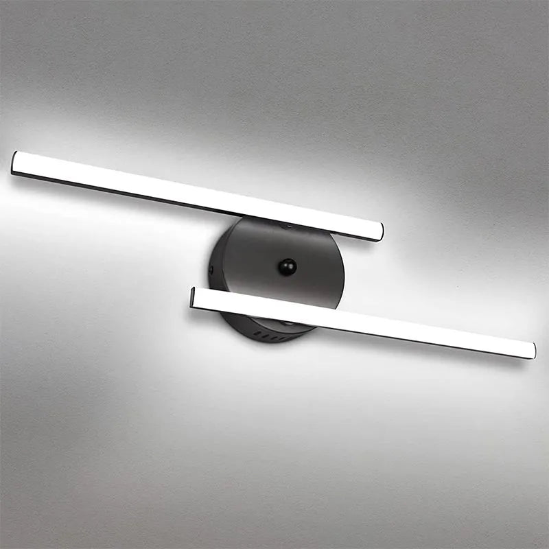 Arisha Modern Bi-Linear LED Vanity Wall Lamp, Black/Silver - Neutral Decor