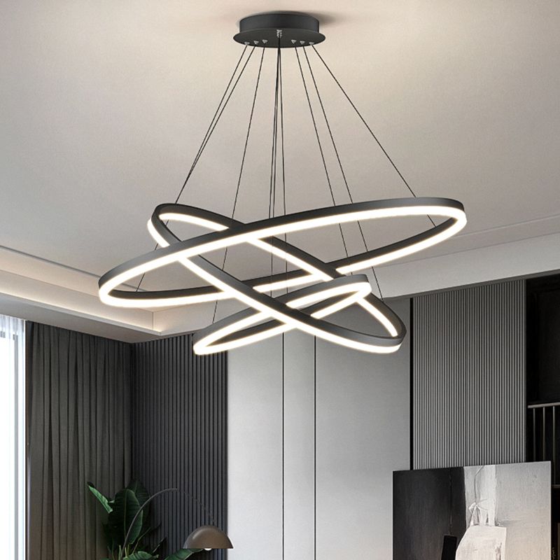 Arisha 3-Rings Black Black Modern Pendant Light - Neutral Decor