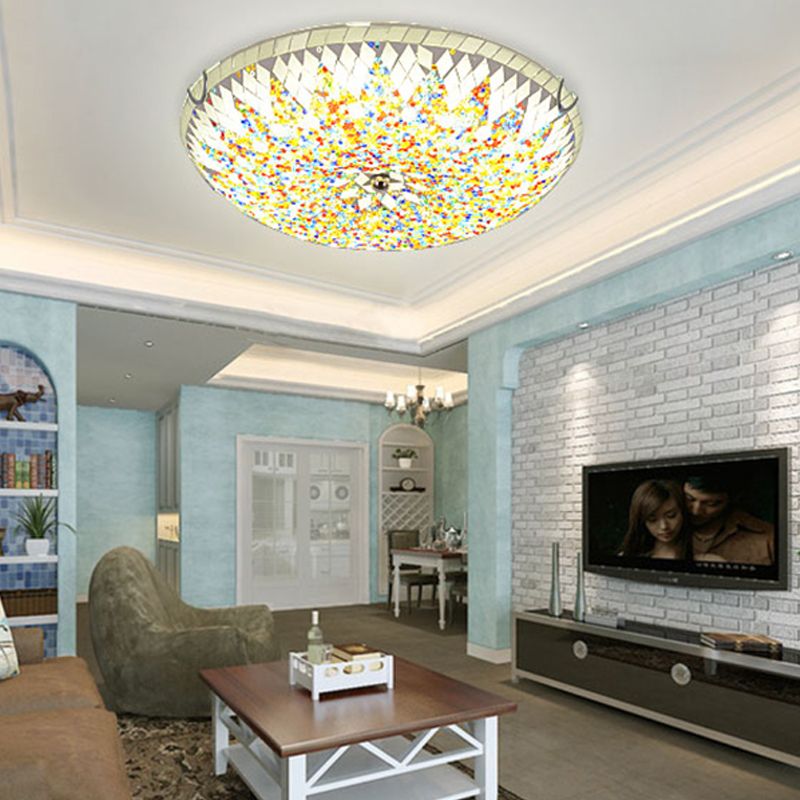Tiffany Modern Mediterranean Glass Flush Mount Ceiling Light Blue/Yellow/White - Neutral Decor