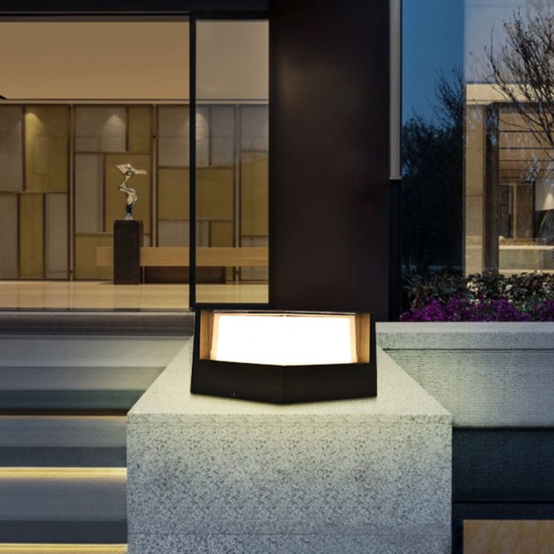 Ray Modern Cube/Cylinder Metal Lamp Outdoor, Black - Neutral Decor