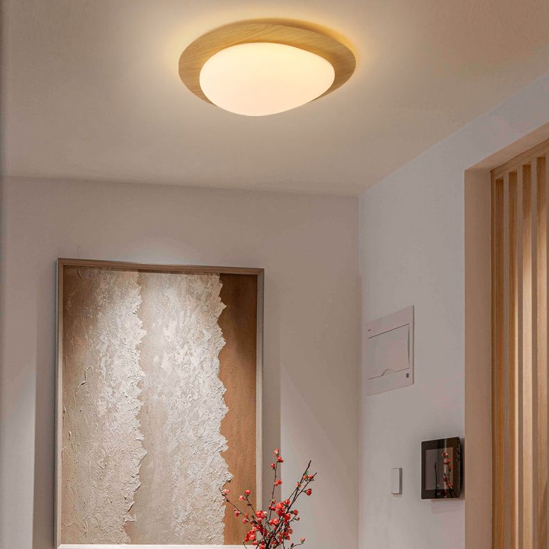 Arisha Flush Mount Ceiling Light Modern, Metal, Walnut/Natural - Neutral Decor