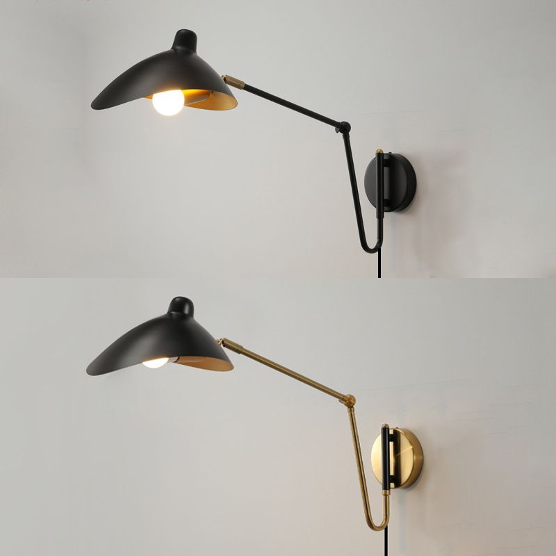 Epoch Industrial Swing Arm Vanity Wall Lamp, Black/Gold - Neutral Decor