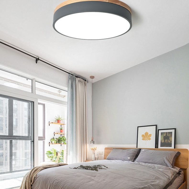Aria Nordic LED Round Flush Mount Ceiling Light Wood Color - Neutral Decor