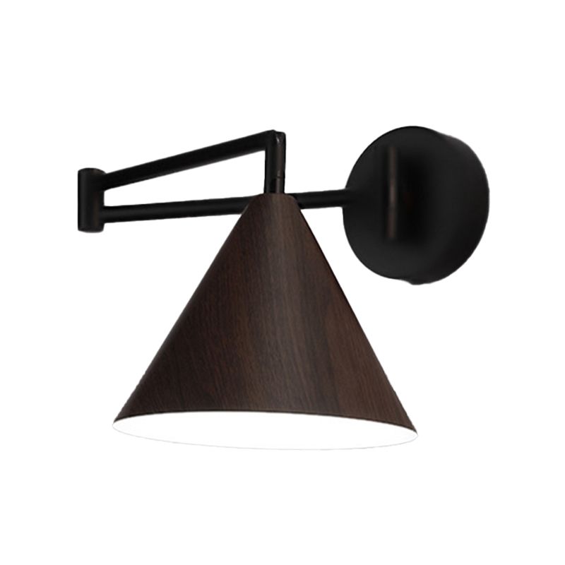 Muto Cone Shaped Adjustable Wall Lamp, Metal/Wood, Bedroom - Neutral Decor