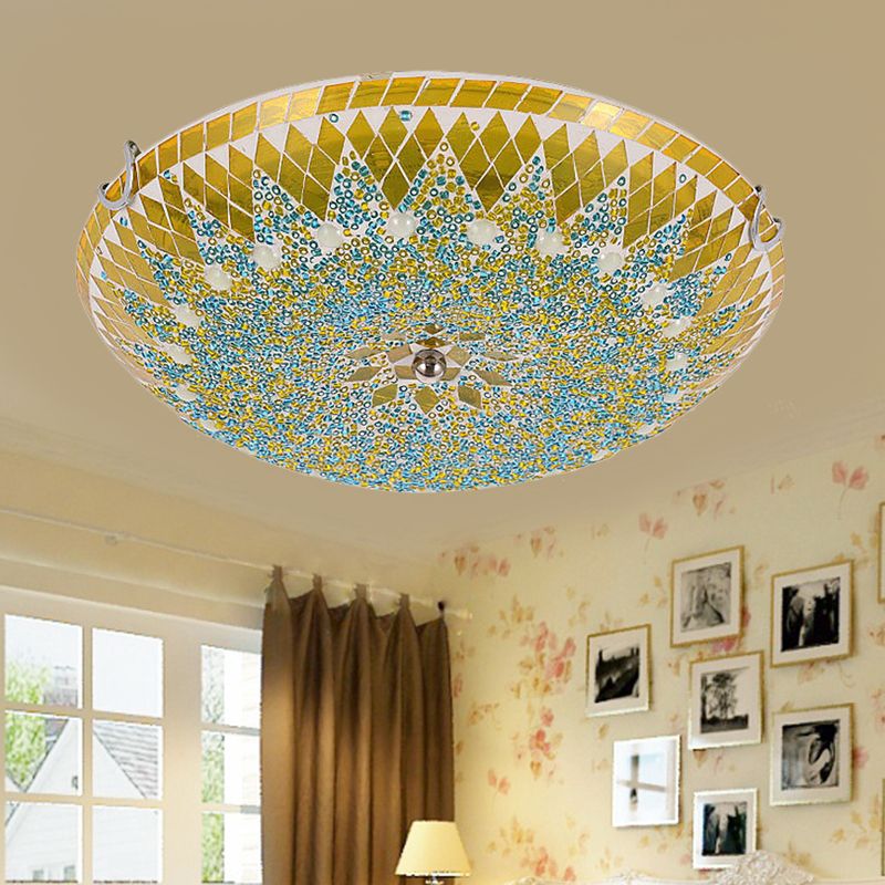 Tiffany Modern Mediterranean Glass Flush Mount Ceiling Light Blue/Yellow/White - Neutral Decor