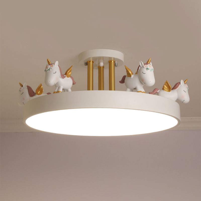 Arisha Modern Round Unicorn Semi-Flush Mount Ceiling Light - Neutral Decor