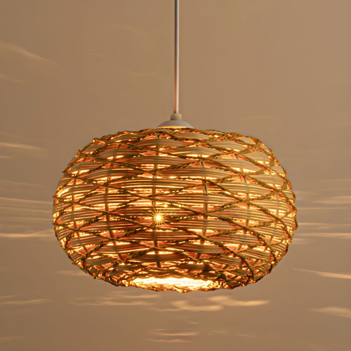 Ritta Boho Retro LED Pendant Light Wood Rattan Bedroom/Restaurant - Neutral Decor