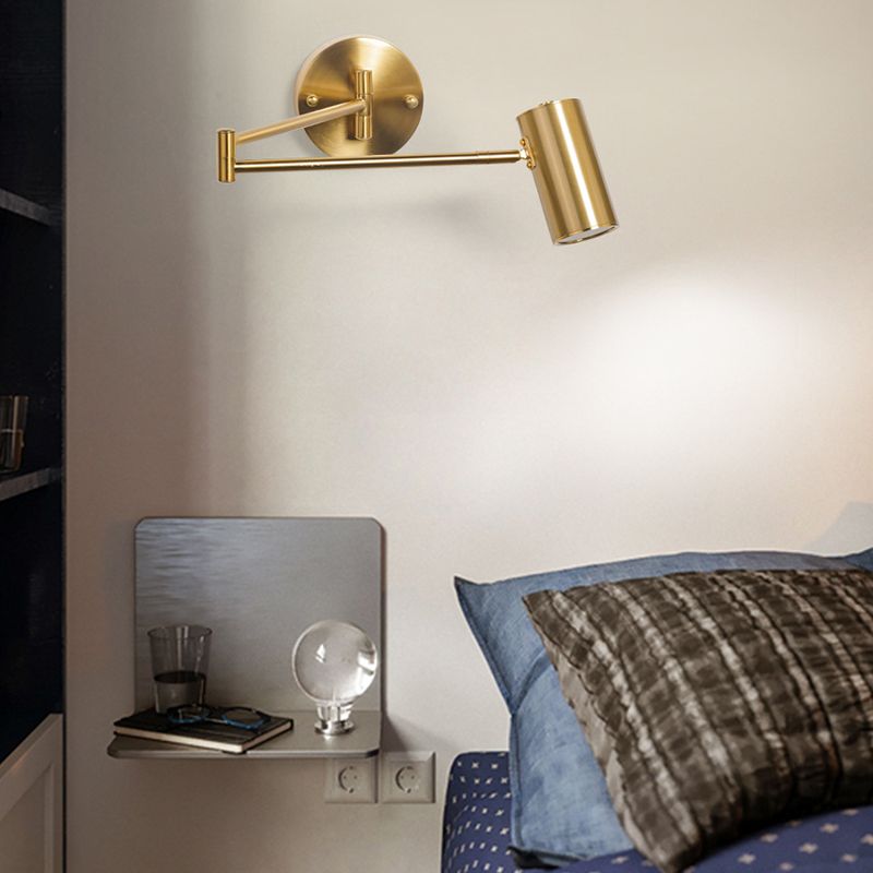 Aria Wall Lamp Cylindrical Adjustable Lamp Pole Metal Brass, Bedroom - Neutral Decor