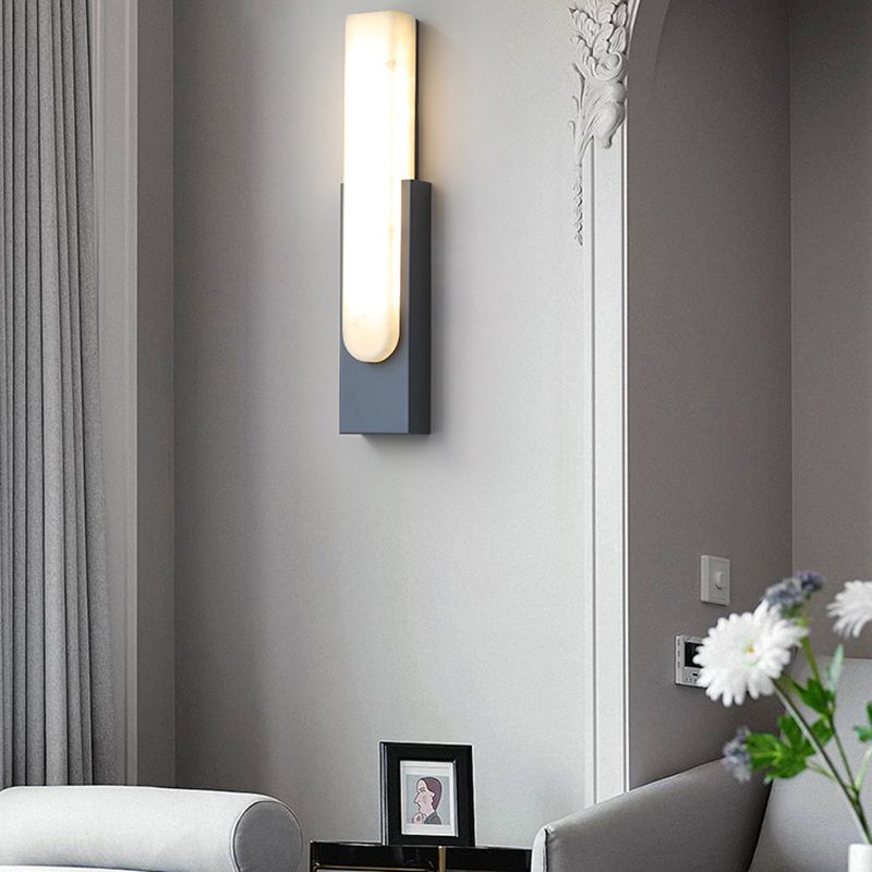 Arisha Modern Rectangular Stone Metal Wall Lamp - Neutral Decor
