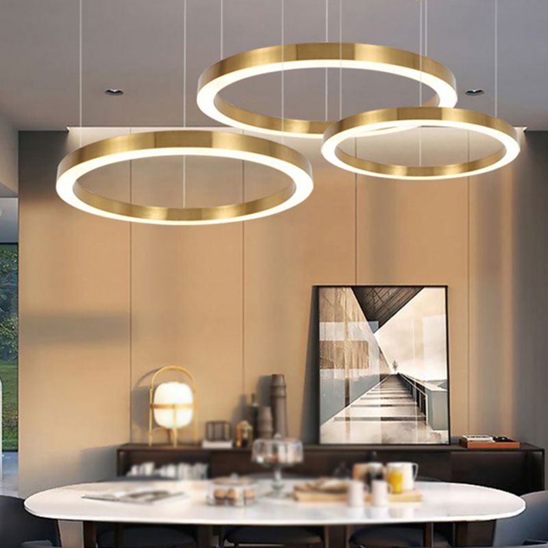 Arisha Modern Ring Metal Pendant Light, Gold - Neutral Decor