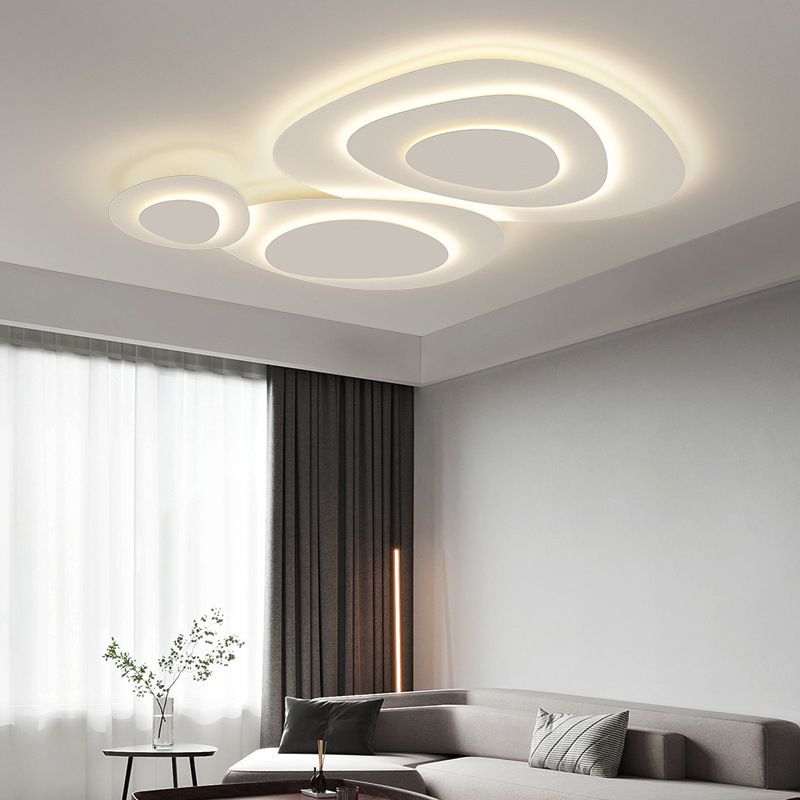 Arisha Modern Unique Shape LED White Flush Mount Ceiling Light Bedroom - Neutral Decor