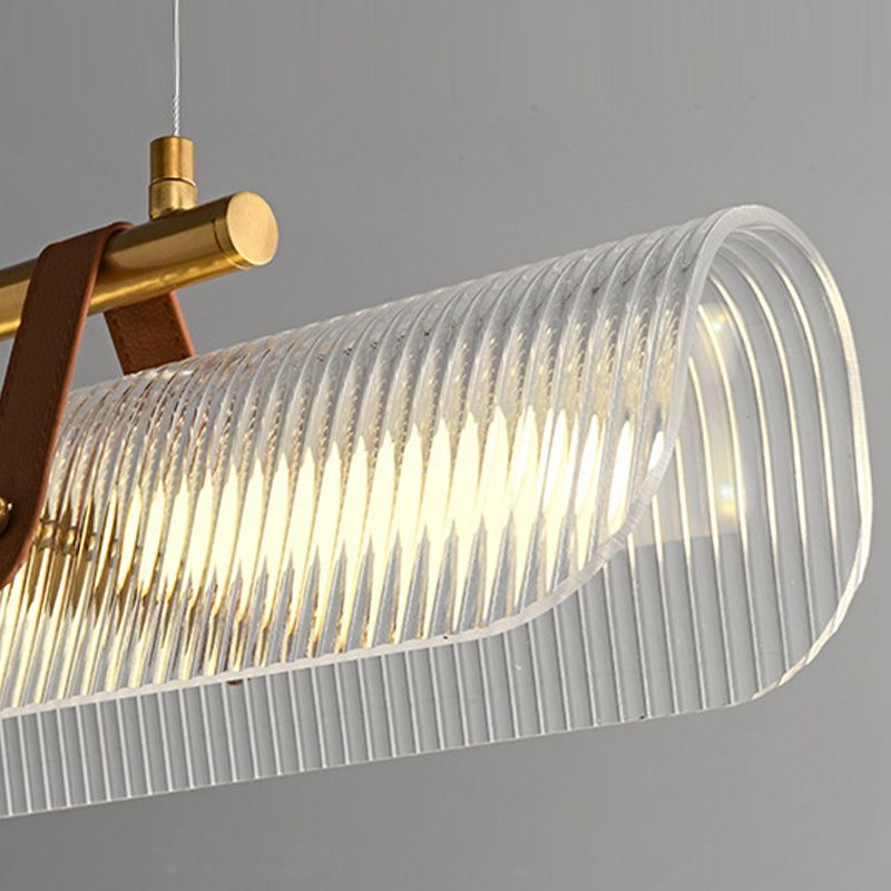 Arisha Pendant Light Linear Modern, Acrylic/Metal, Black/Gold, Study - Neutral Decor