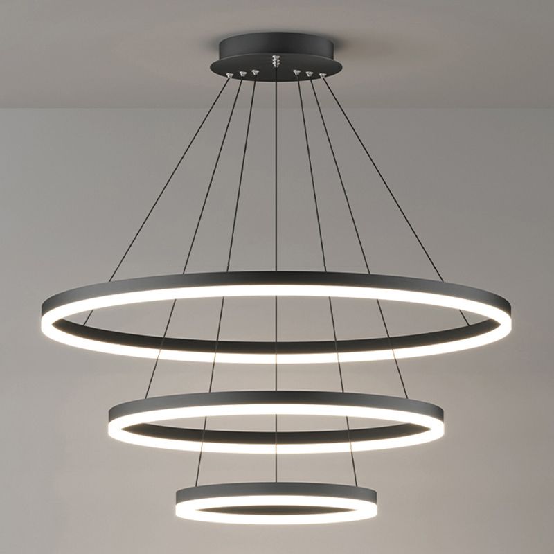 Arisha 3-Rings Black Black Modern Pendant Light - Neutral Decor