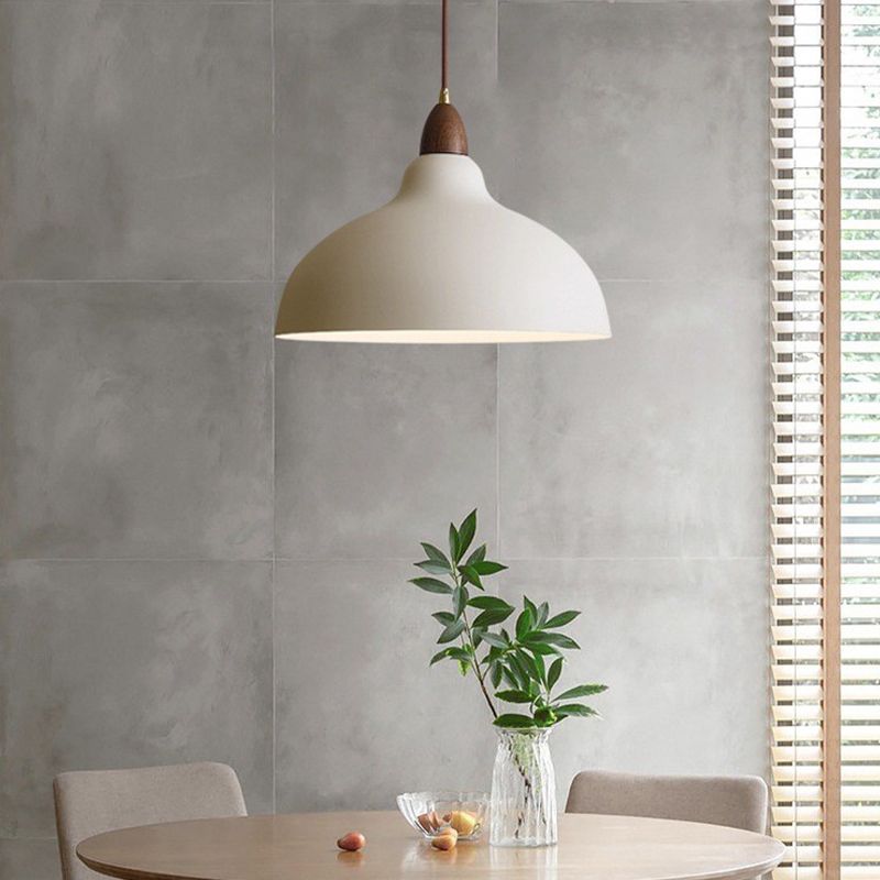 Valentina Modern Bowl-shaped Metal Pendant Light, Black/White - Neutral Decor