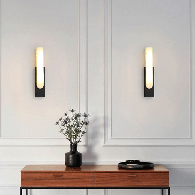 Arisha Modern Rectangular Stone Metal Wall Lamp - Neutral Decor