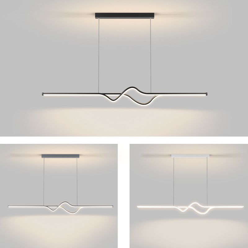 Arisha Modern Linear Metal Pendant Light, Black/White/Grey - Neutral Decor