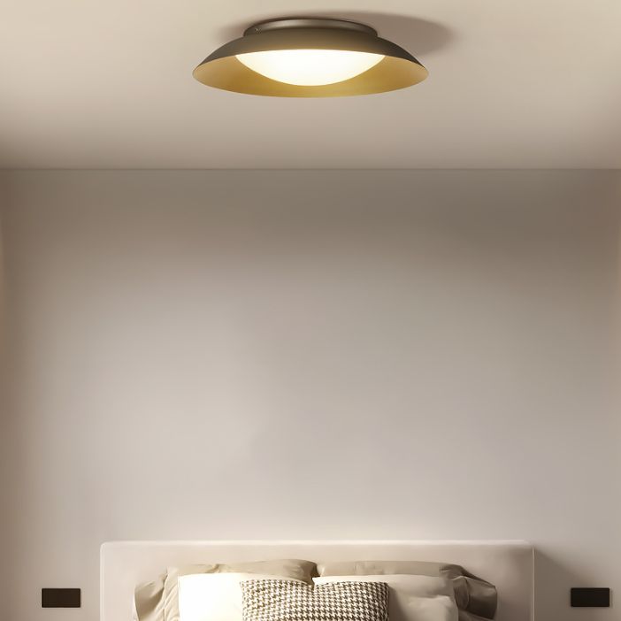 Arisha Round Metal Flush Mount Ceiling Light, Brass - Neutral Decor