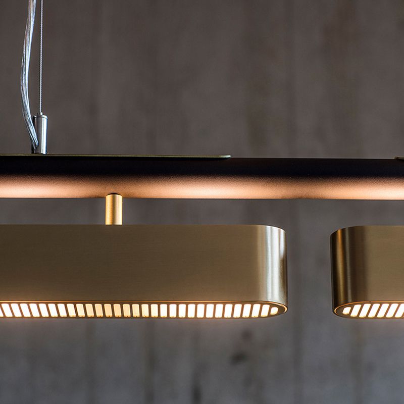 Arisha Pendant Light Rectangular Modern, Metal, Black/Brass, Office - Neutral Decor