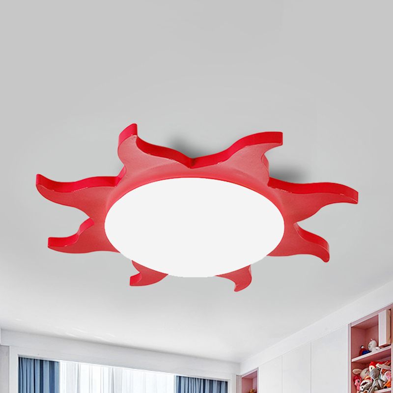 Aria Modern Sun Round Flush Mount Ceiling Light, Red/Yellow/Blue/Green, Bedroom - Neutral Decor