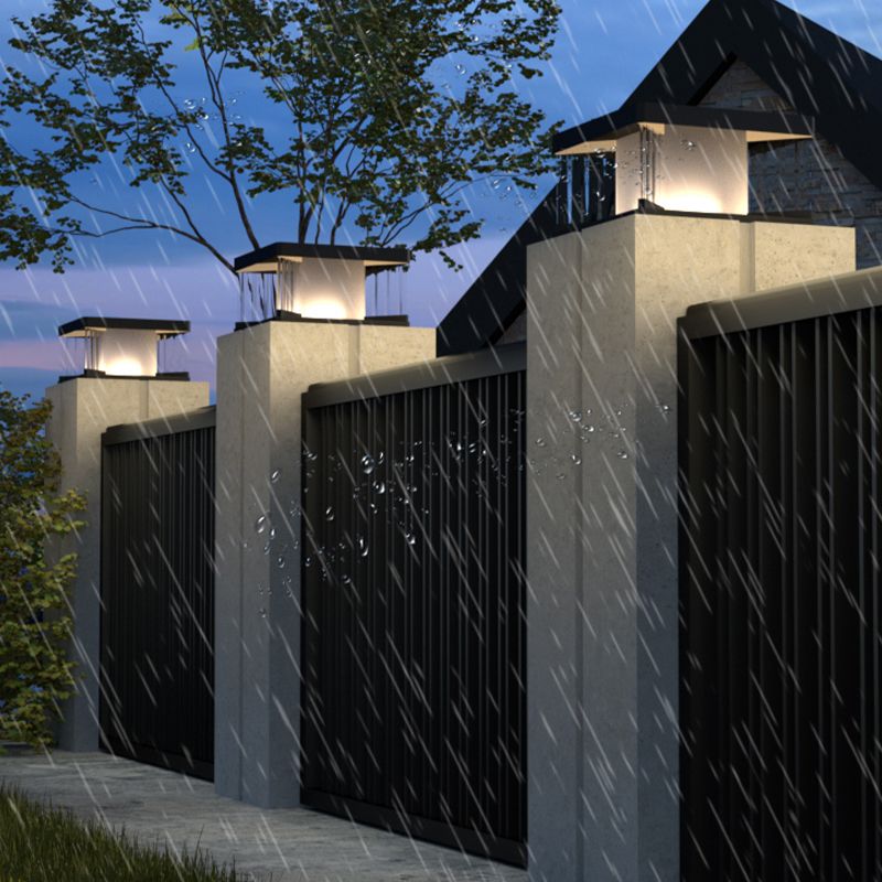 Ray Contemporary LED Rectangular Metal Wall Lamp Post, Black - Neutral Decor