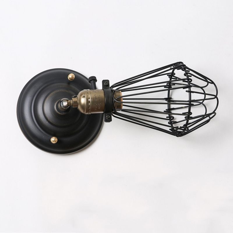 Alessio Industrial Lantern Shaped Metal Wall Lamp, Black/Rust - Neutral Decor