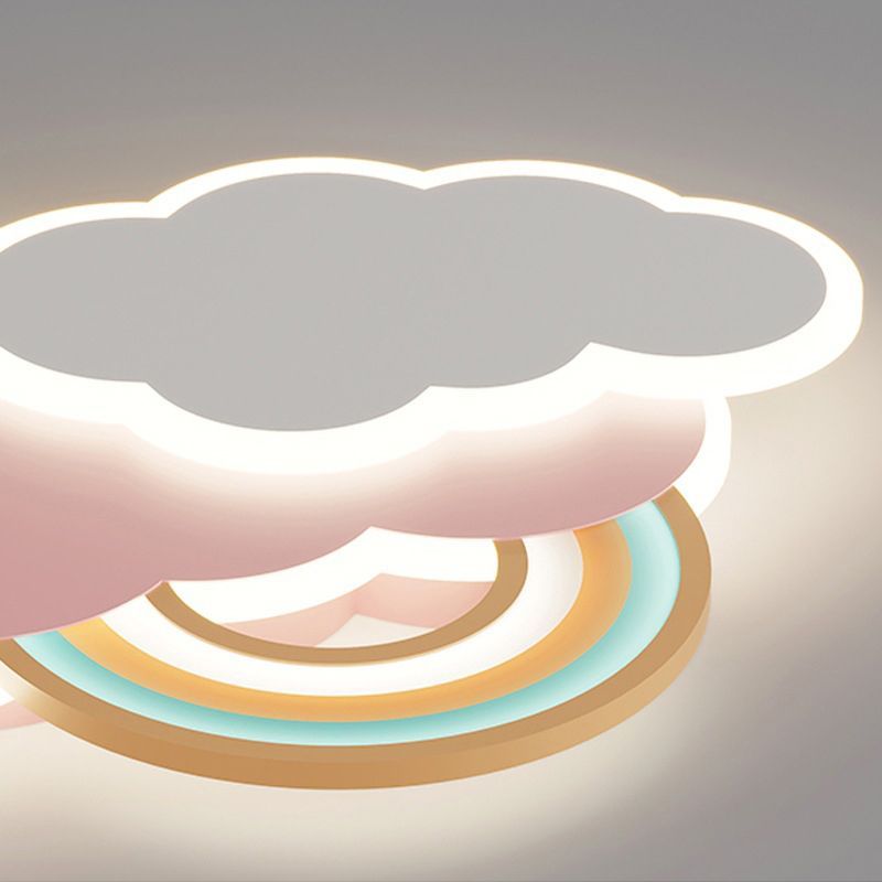 Aria Modern Cloud/Rainbow Flush Mount Ceiling Light Pink/White - Neutral Decor