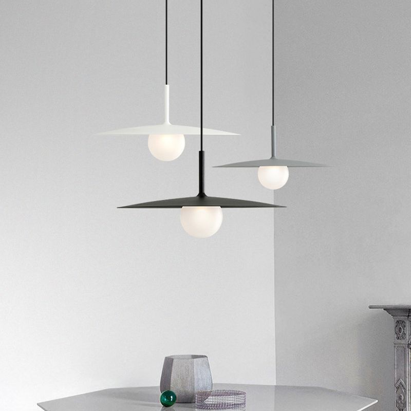 Arisha Modern Dish-shaped Metal Pendant Light, Black/White/Grey - Neutral Decor