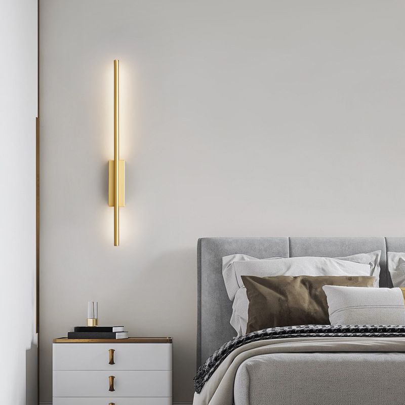 Arisha Modern Linear Metal&Acrylic Bedroom Wall Lamp, Black/Brass - Neutral Decor