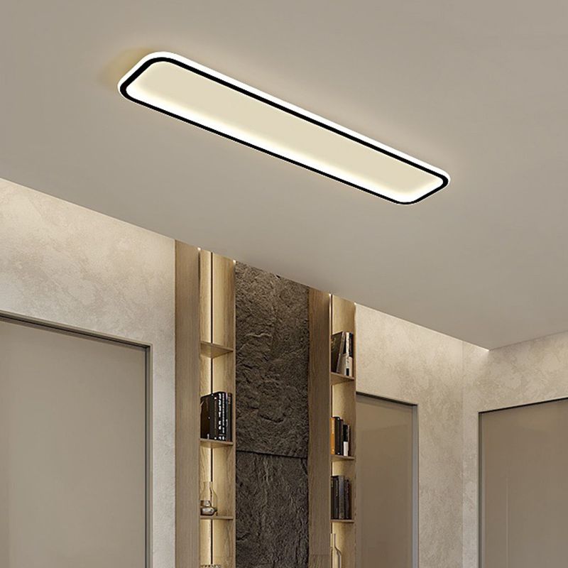 Arisha Minimalist Flush Mount Black Frame Rectangular Ceiling Light - Neutral Decor