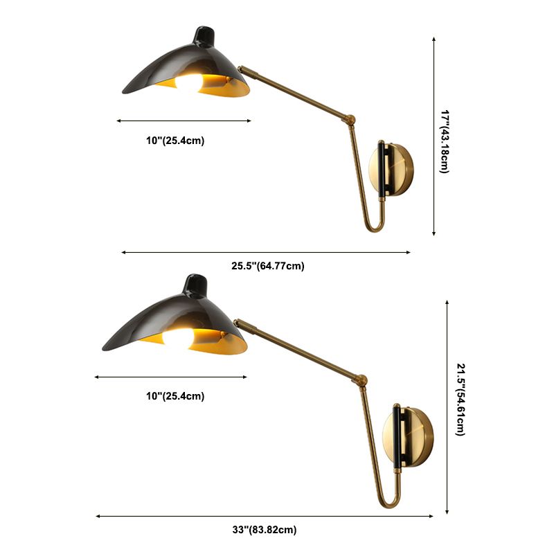Epoch Industrial Swing Arm Vanity Wall Lamp, Black/Gold - Neutral Decor