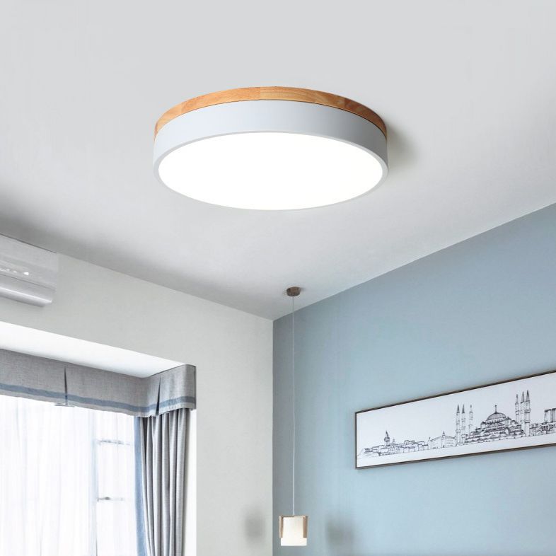 Aria Nordic LED Round Flush Mount Ceiling Light Wood Color - Neutral Decor
