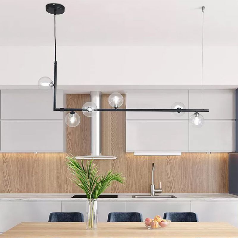 Valentina Minimalist Linear Pendant Light, Black & Gold, 6/8 Heads - Neutral Decor