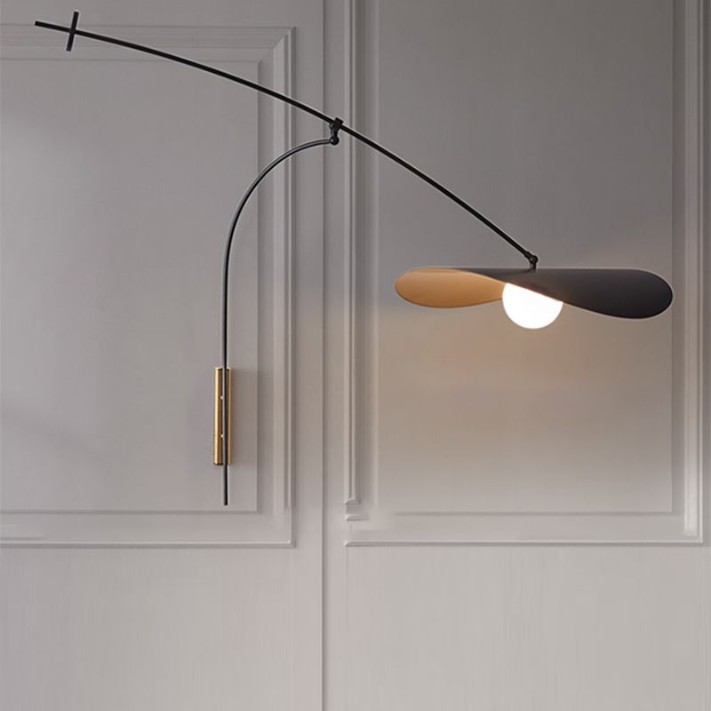 Arisha Arc Wall Lamp, Metal/Glass, Black/Gold, Bedroom - Neutral Decor