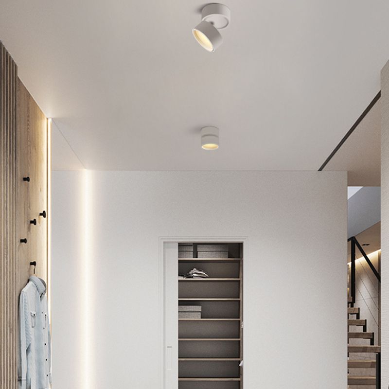 Arisha Flush Mount Ceiling Light Cylindrical Modern, Metal, Black/White, Hallway - Neutral Decor