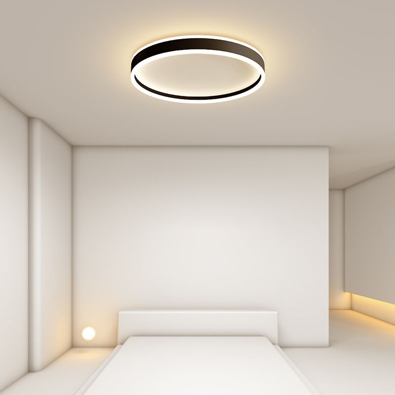 Arisha Modern Round Led Metal Flush Mount Ceiling Light, White/Black - Neutral Decor