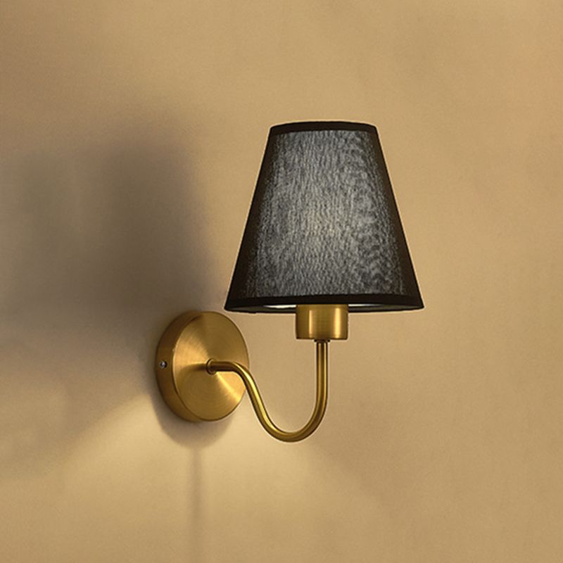 Tiffany Nordic Fabric Metal Vanity Wall Lamp, Black/White/Coffee/Flaxen - Neutral Decor