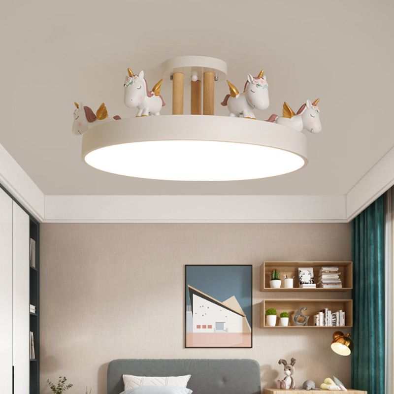 Arisha Modern Round Unicorn Semi-Flush Mount Ceiling Light - Neutral Decor