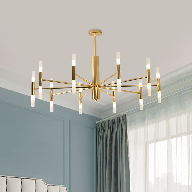 Kristy Modern Cylindrical Metal Chandelier, Gold - Neutral Decor