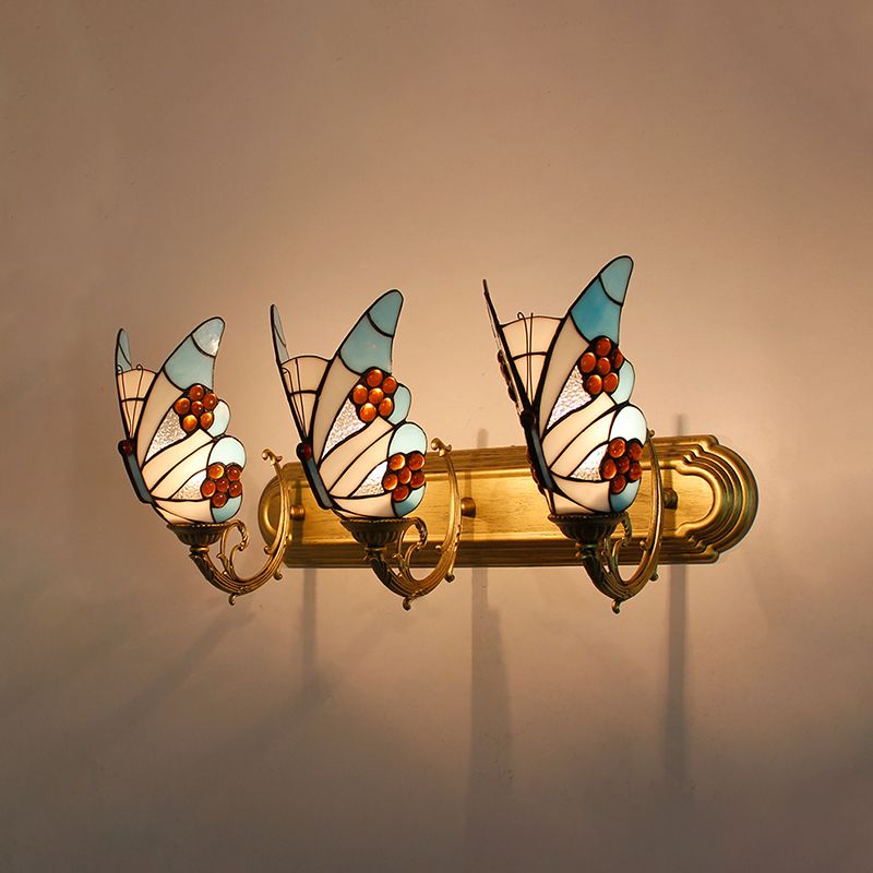 Arisha Artistic Butterfly Metal/Glass Lamps Wall, Red/Blue/Multi-Color/Light Blue - Neutral Decor